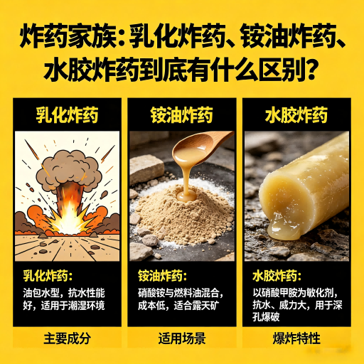 奉化炸药家族：乳化炸药、铵油炸药、水胶炸药到底有什么区别？